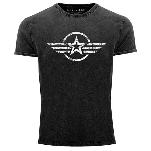 Mens Vintage Shirt Airforce Star Army Military Print Print Shirt Unisex