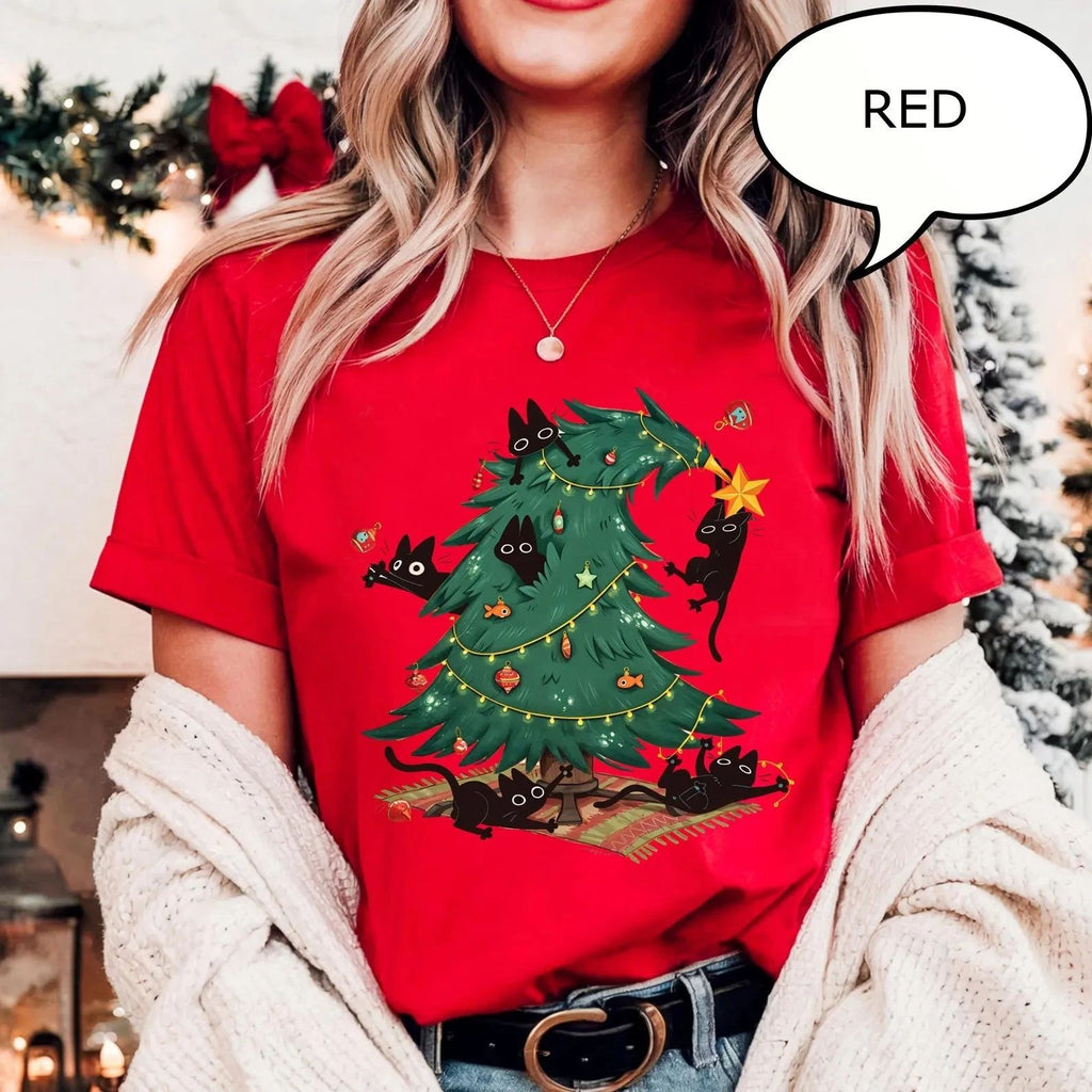 Christmas Tree And Cat , Cute Christmas Shirt, Cat Owner Christmas Gift, Unisex