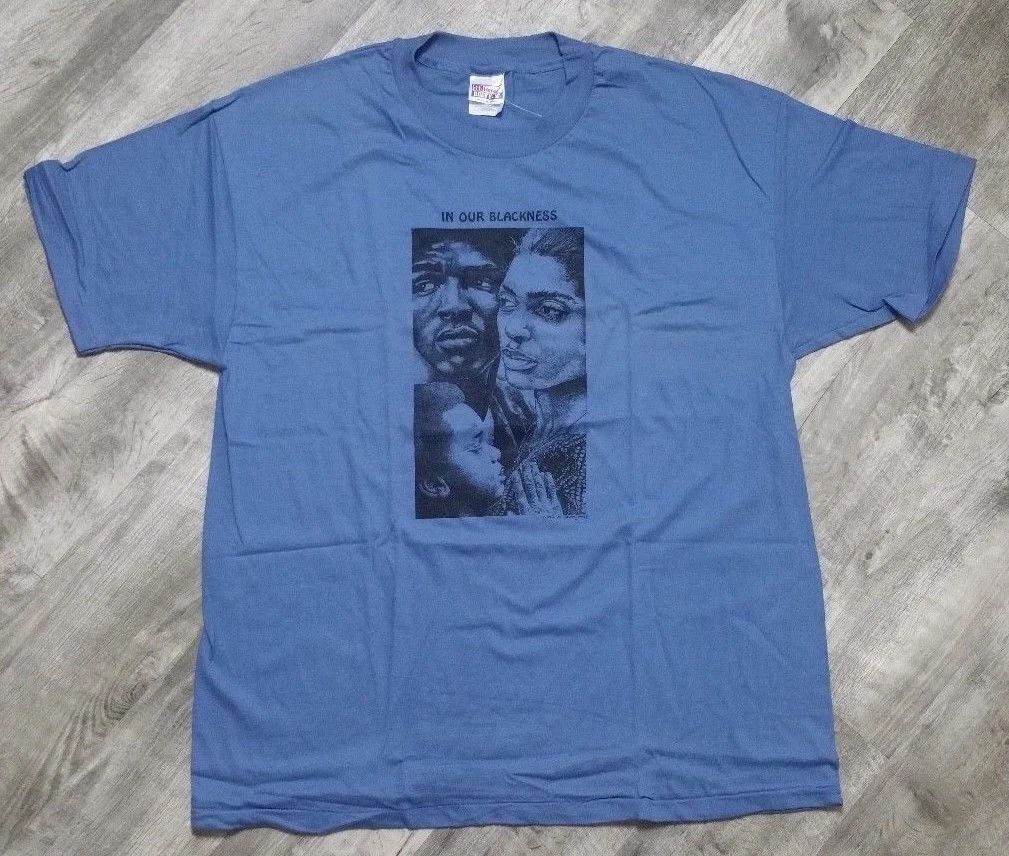 Vintage 90s Curtis G Woody In Our Blackness Men's XL Blue White New Unisex