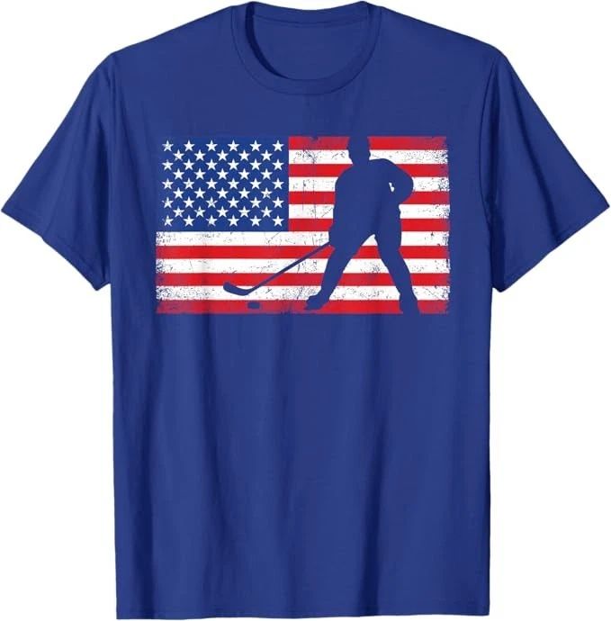 Red White Blue USA Flag Ice Hockey Player 4th of July Unisex