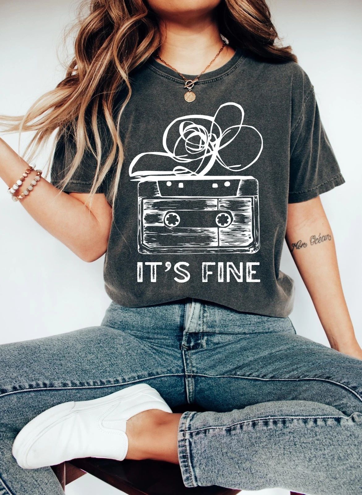 Retro Cassette Tape T‑Shirt, 100% Cotton It’s Fine Graphic Tee, 90s Music Shirt, Unisex