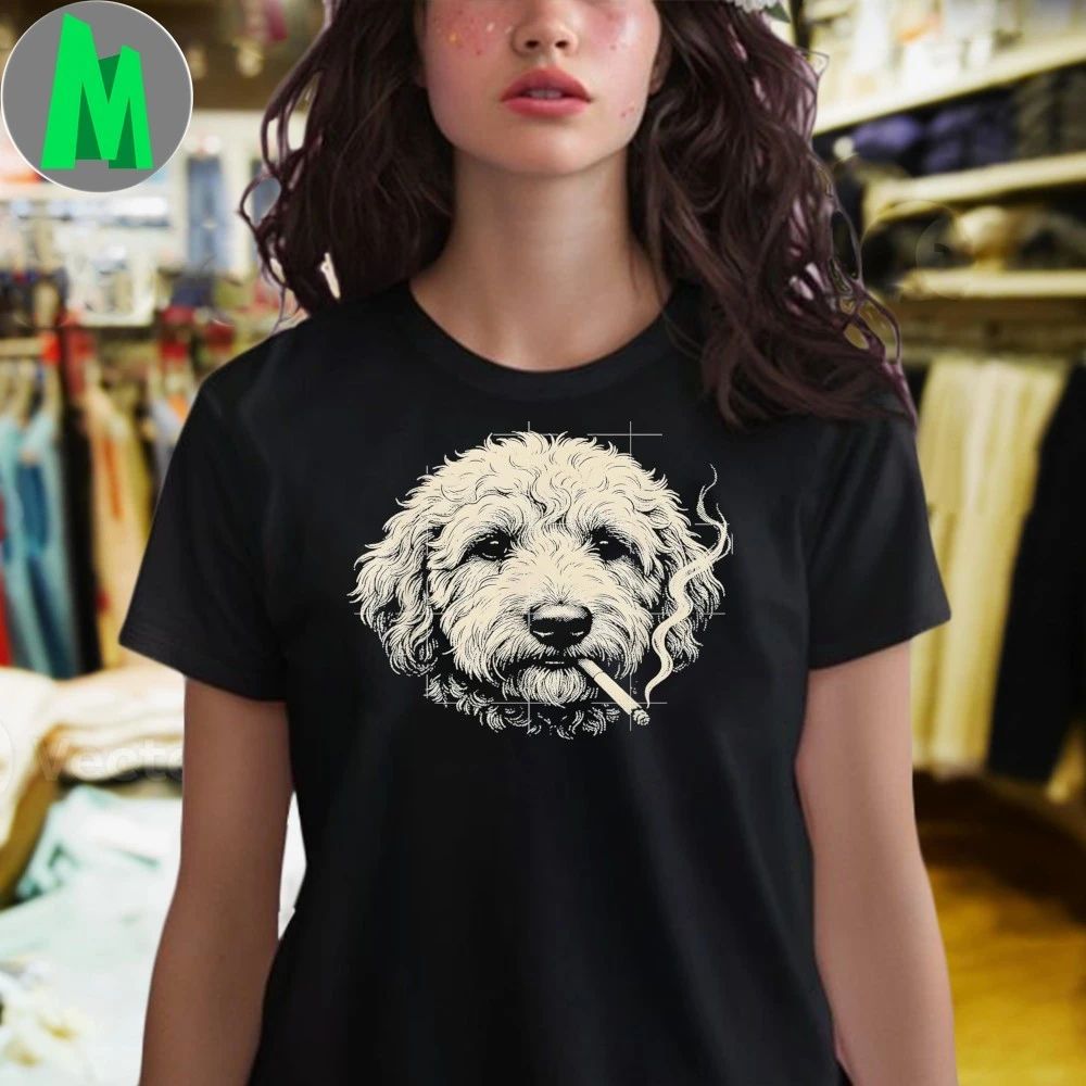 Dog Smoking Cigarette Funny Goldendoodle Meme Shirt Unisex