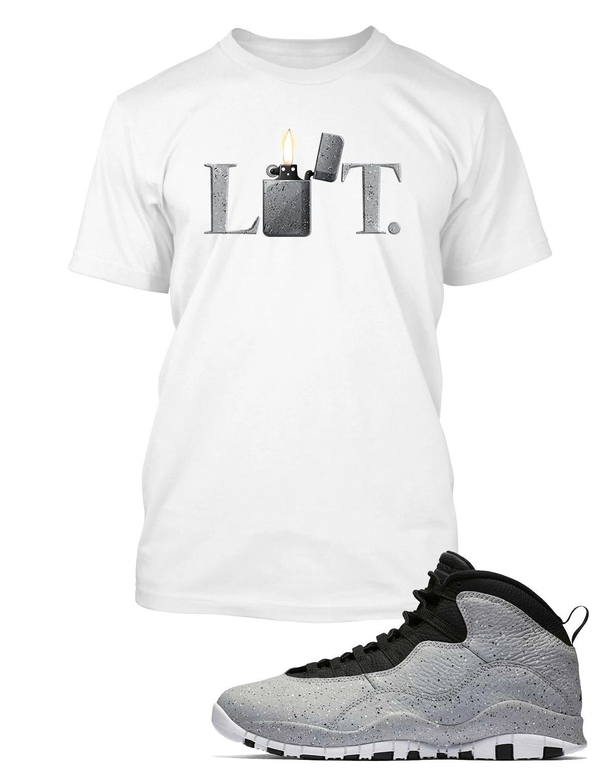 Lit Graphic Sneaker Tee Shirt Match J10 Light Smoke Big Tall Pro Club Shaka T Unisex