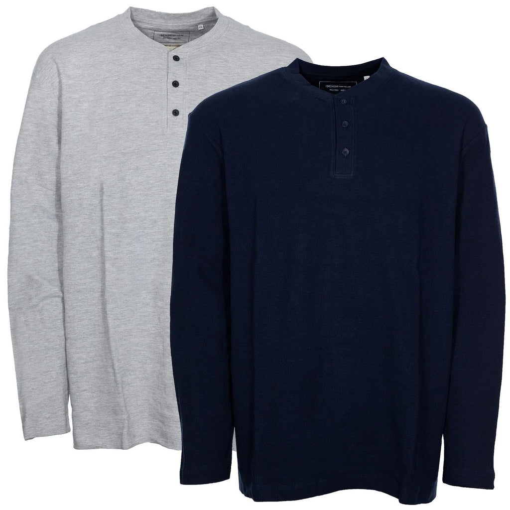 Tom Tailor Long Sleeve Henley Long Sleeve Shirt Relaxed Fit Mens Crew Neck Blue Grey Unisex