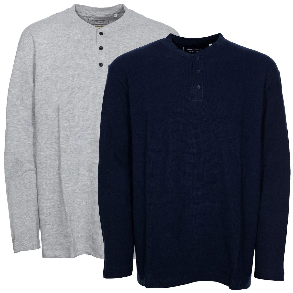Tom Tailor Long Sleeve Henley Long Sleeve Shirt Relaxed Fit Mens Crew Neck Blue Grey Unisex