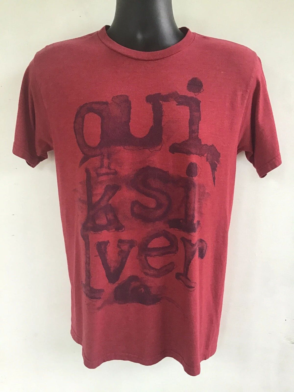 Quiksilver T Shirt, Short Sleeve, Medium, Red With Blue Print Unisex