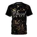 Blessed Unisex Cut & Sew Tee - Stylish Black Gold Splatter Design Unisex