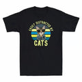 Easly Distracted By Cats Funny Cat Lover Vintage Men's Cotton Black Unisex