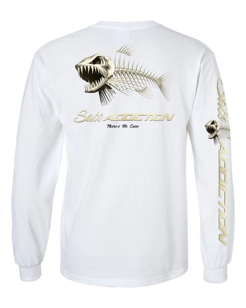 Salt Addiction Bonefish Flats Fishing Long Sleeve T Shirt Cotton Fish bones Unisex