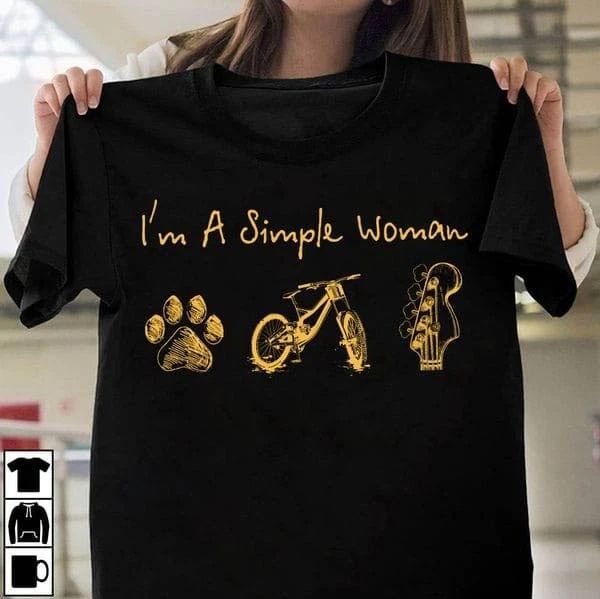 I�m A Simple Woman, Dog Lover, Cycling Lover, Guitar Lover Unisex