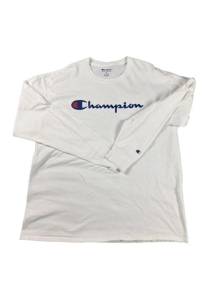 Champion Script Logo Long Sleeve White Size 2XL Unisex