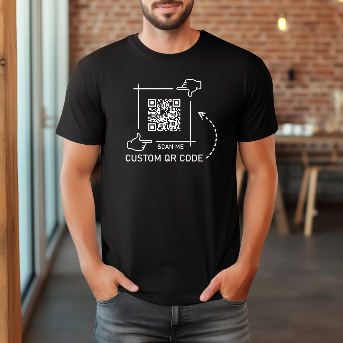 Custom Personalised QR Code T Shirt Printed New Design Unisex Adults Gift T Tops Unisex