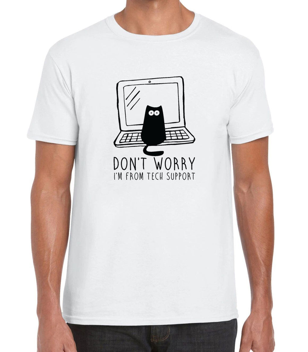 Don't Worry I'm From Tech Support Geek Nerd Men's Printed Cotton Top Unisex