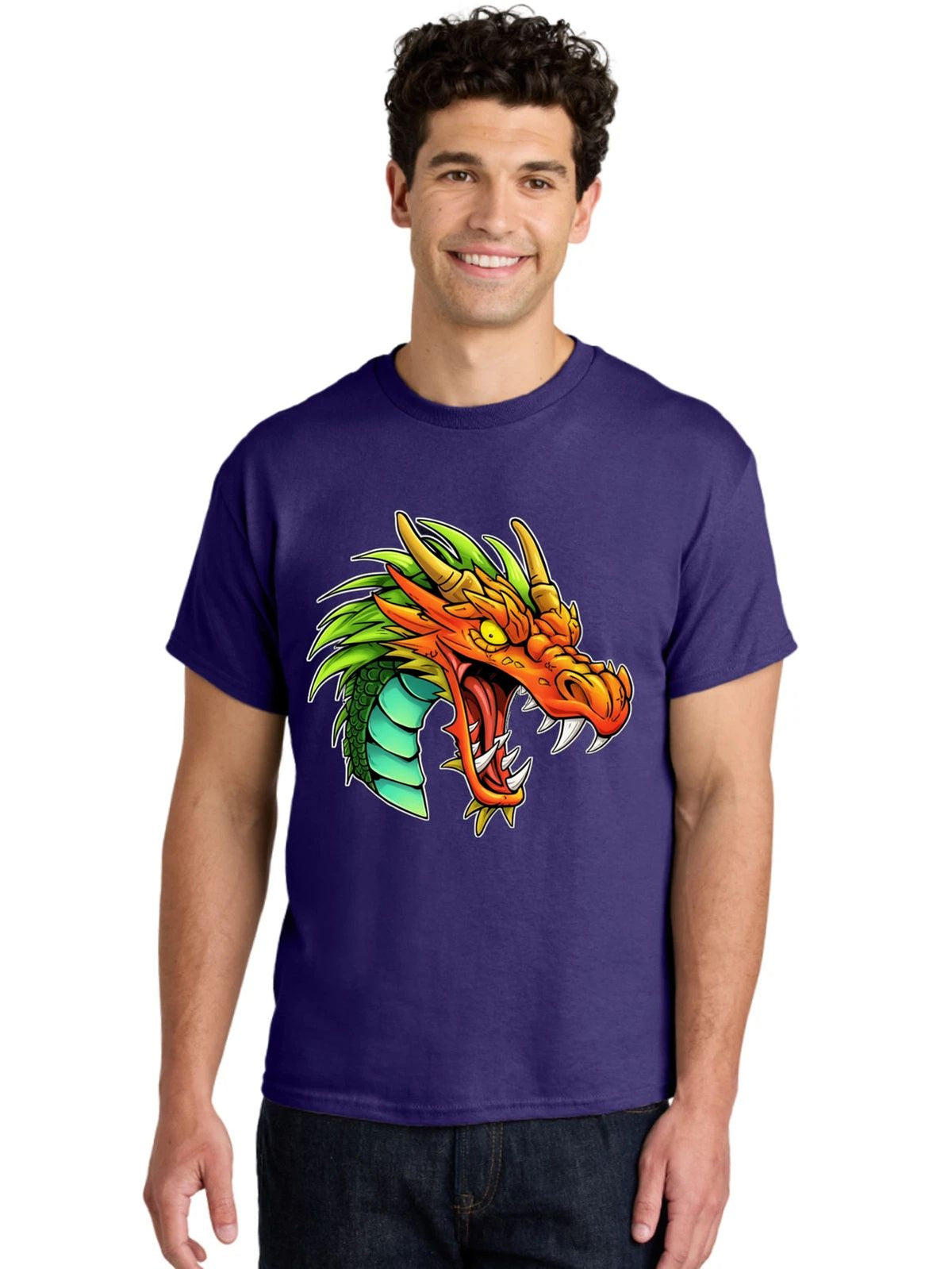 Dragon-Head-6 Mens Graphic Tee, 100% Cotton, Casual Summer Wear Unisex