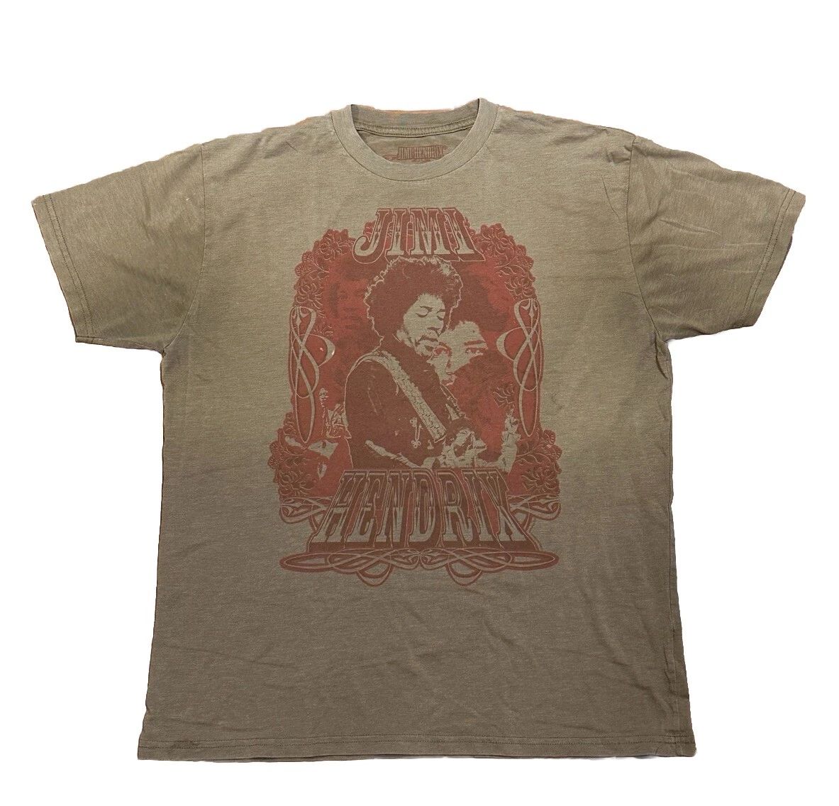 Jimmy Hendrix Men's Blues Rock Music Band Shirt Graphic Beige Large Unisex