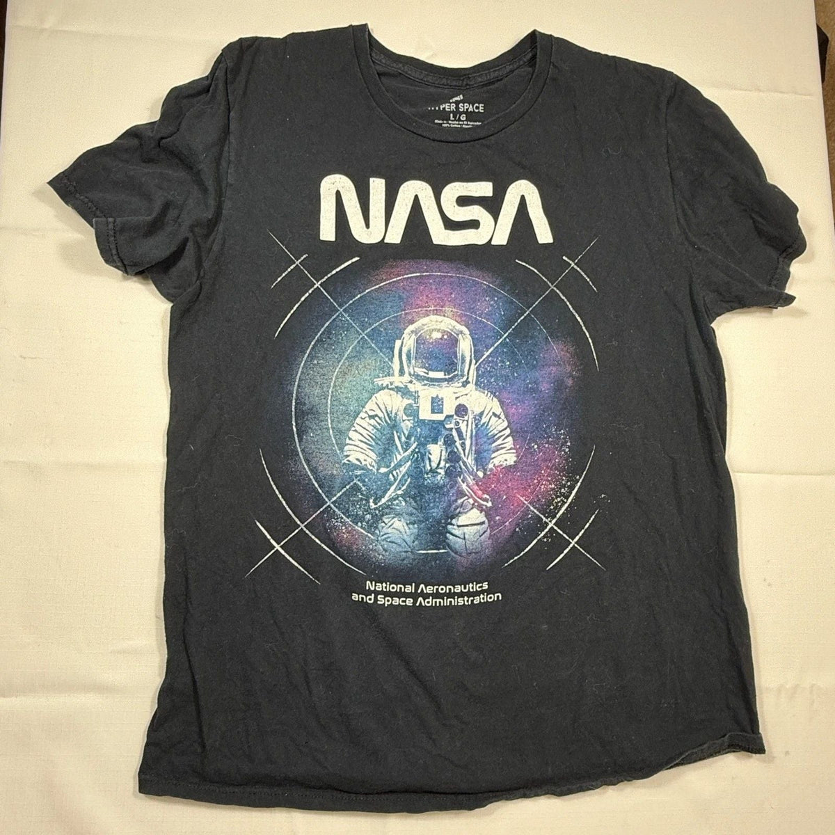 NASA Hyper Space Graphic T Shirt National Aeronautics Large L Cotton Unisex