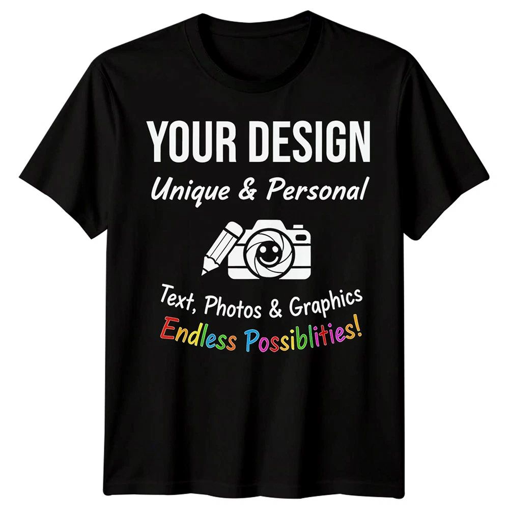 Personalised T Shirts Mens Womens Kids UK Any Text And Photo Custom Design Tee Unisex