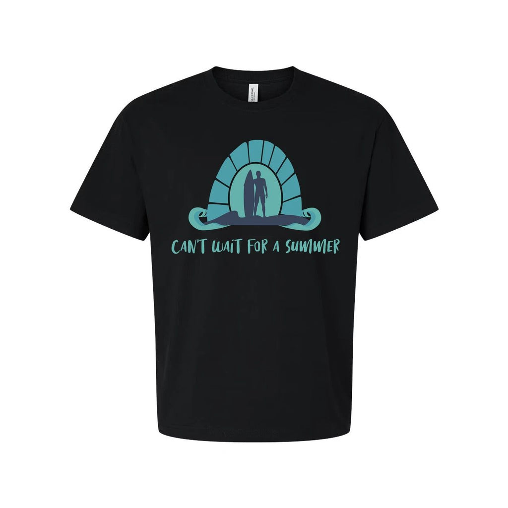 Unisex Surfing Graphic T Shirt With Wave Sunrise Design Can't Wait for a Summer Unisex