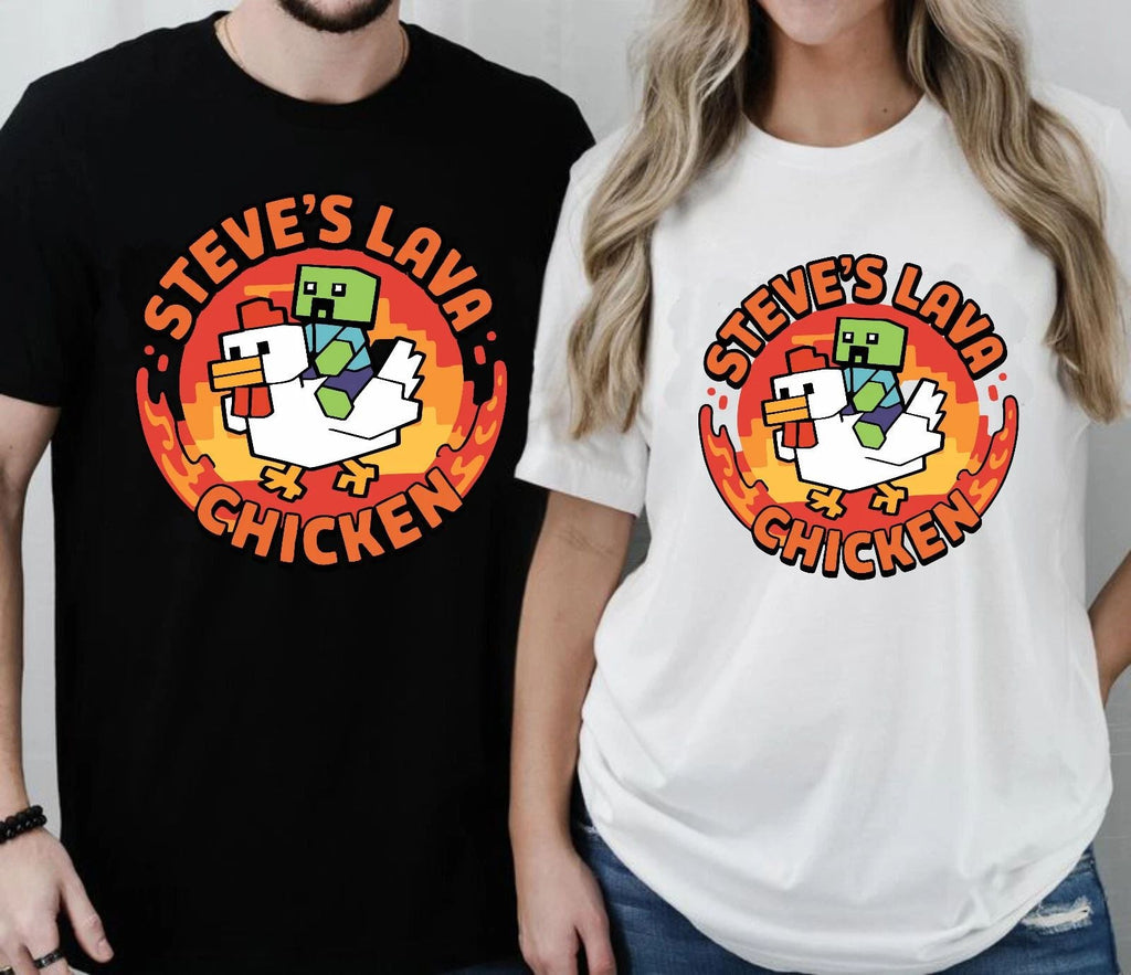 Steve LavaChicken Jockey Tshirt, ChickenLava Vide Game Shirt, Printed Trendy Top Unisex