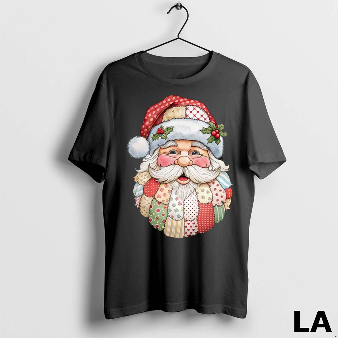 Original Santa Claus Face Patchwork Folk Art Christmas Xmas Unisex