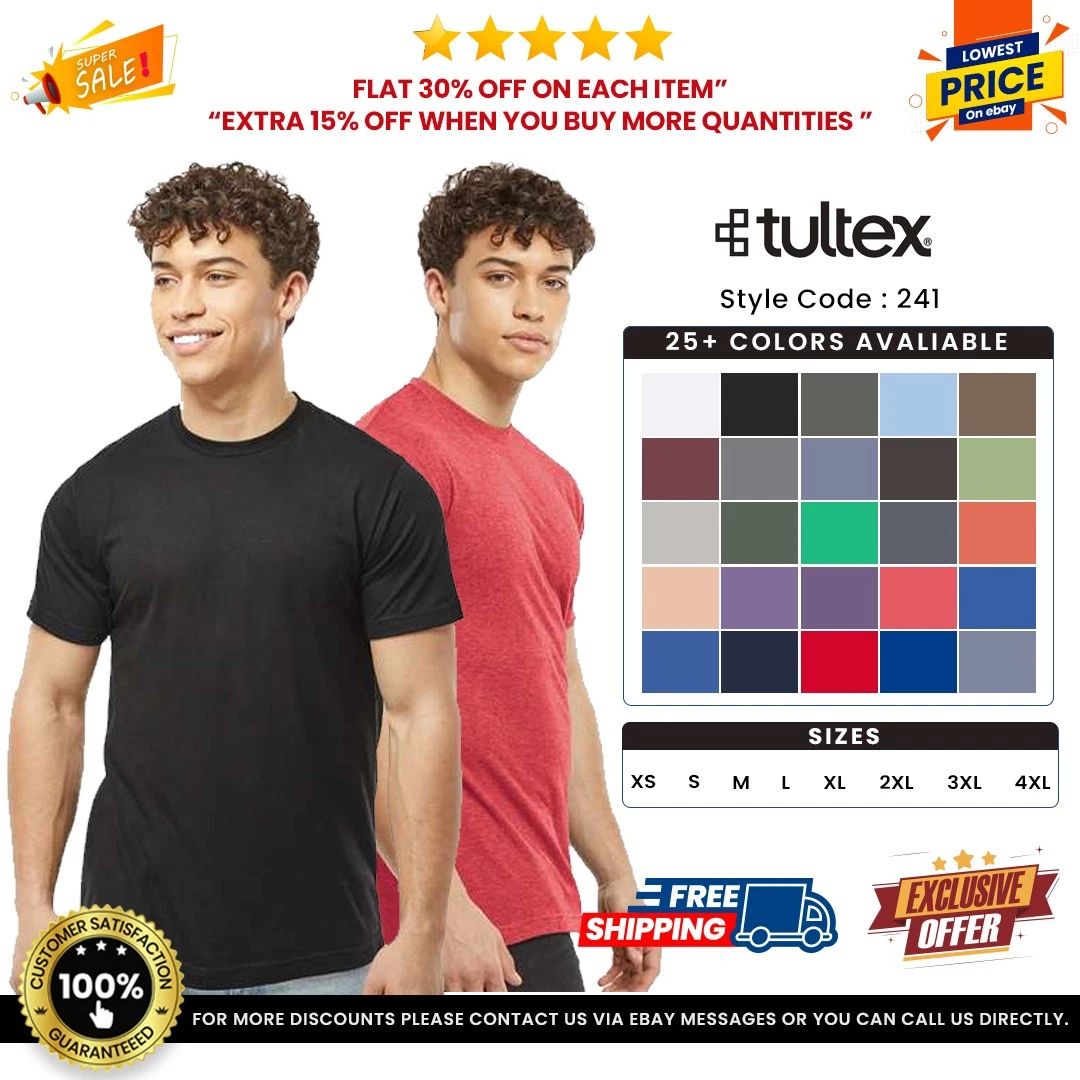 Tultex 241 Unisex 65% Polyester 35% USA Ringspun Cotton Poly-Rich Unisex