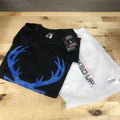 Bucked Up Men’s Flag T Shirt Black Blue Logo Size Large New Unisex