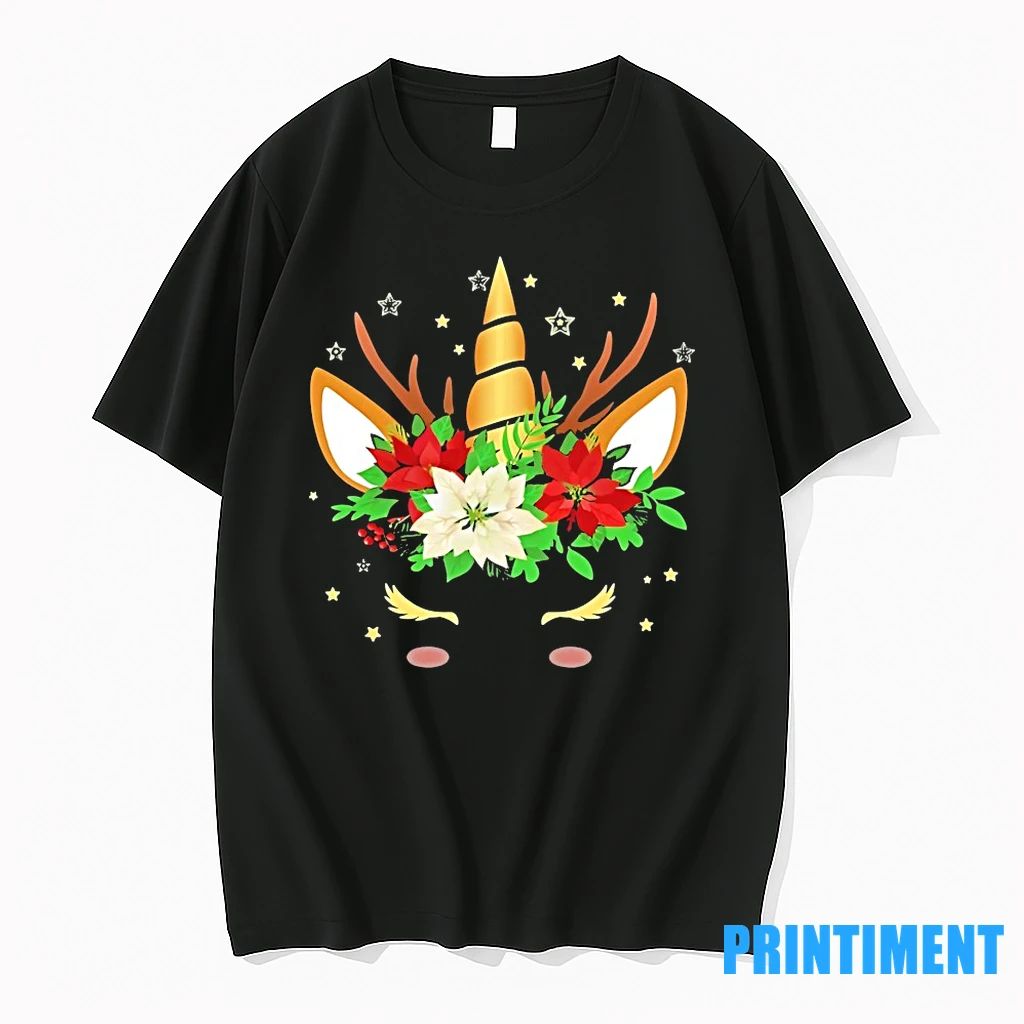 Floral Antler Unicorn Christmas Lights Tshirts Sweater Unisex