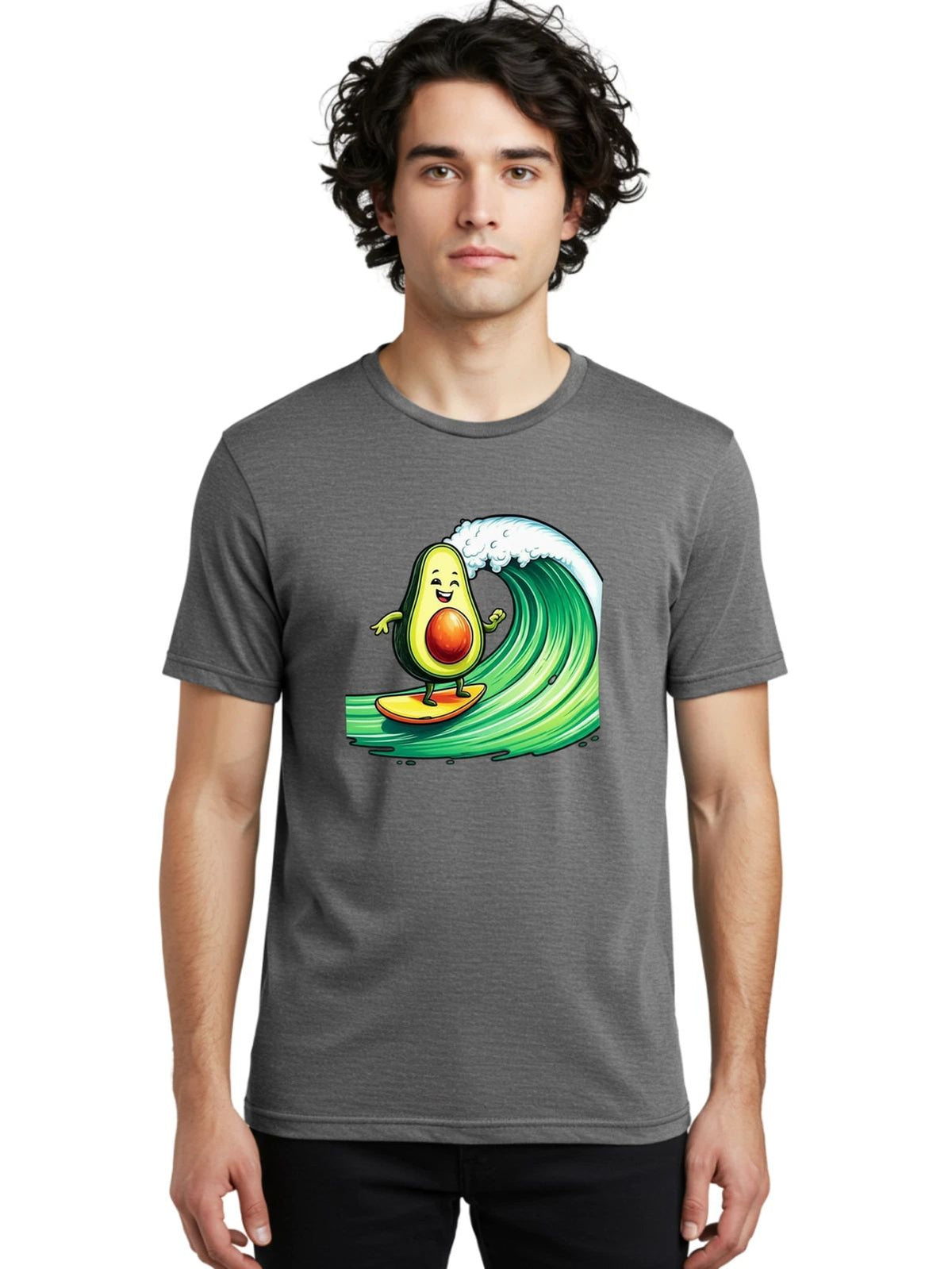 Avocado-Surfing-2 Mens Graphic Tee, 100% Cotton, Casual Summer Wear Unisex