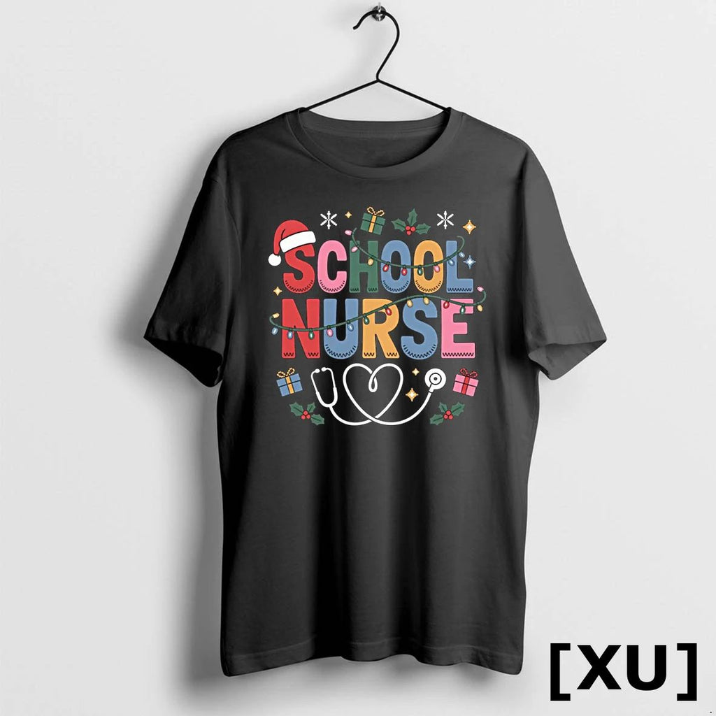 School Nurse Christmas Santa Cap Nursing Humor Xmas Tshirts Sweater Unisex