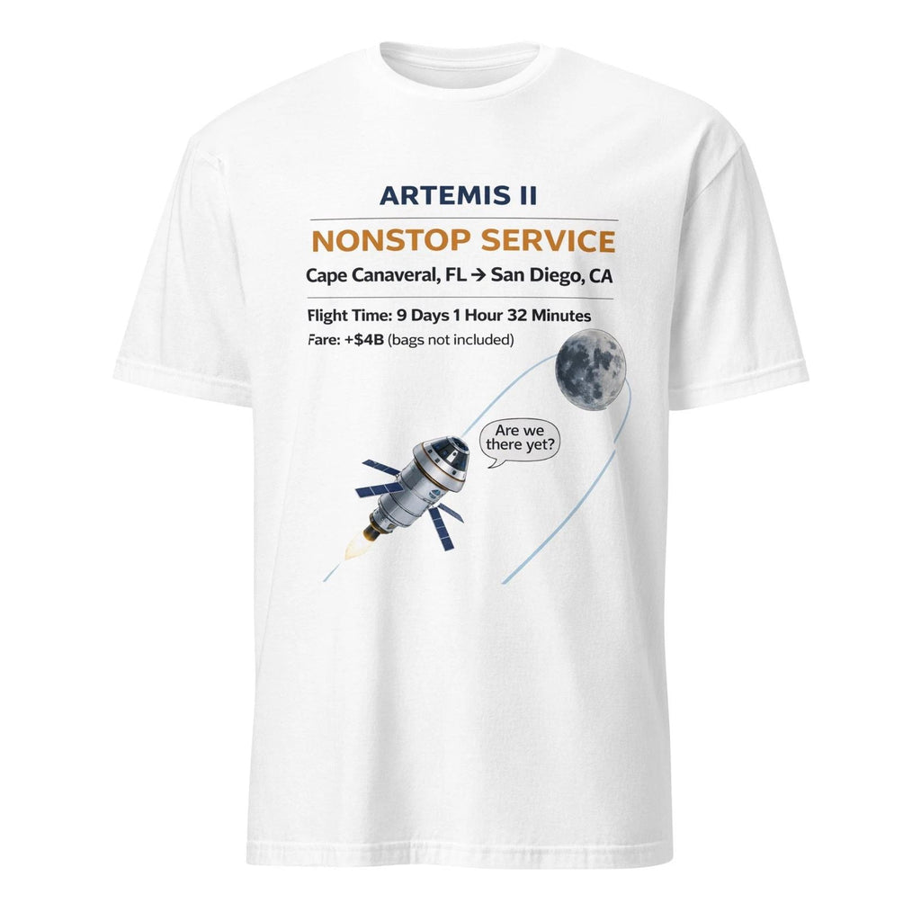 Artemis II Funny Moon Mission Space Humor Minimal Graphic Tee Gifts Unisex