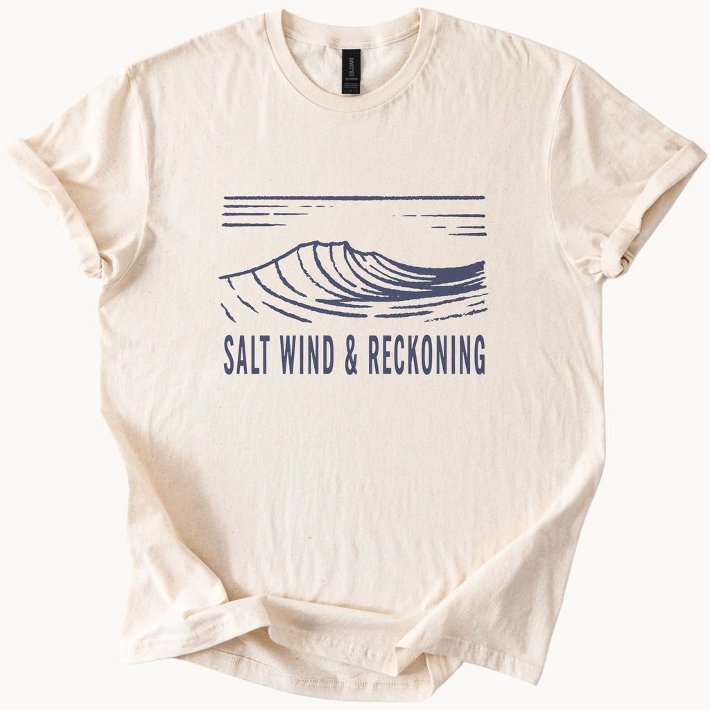 Salt Wind and Reckoning Graphic Tee Ocean Wave Design Unisex