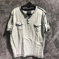 Modern Culture Shirt Mens Large Gray Henley Short Sleeve Double Pocket Casual Unisex
