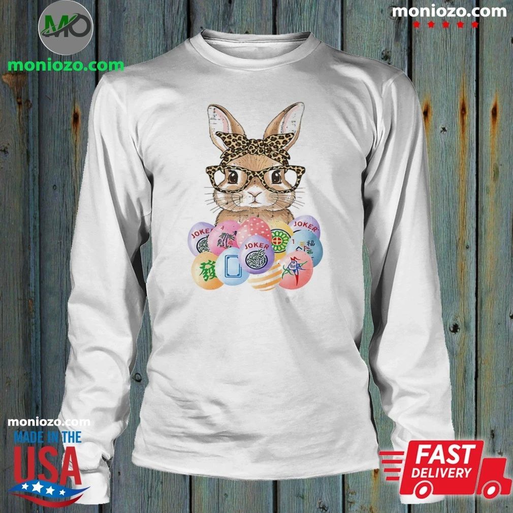 Easter Bunny Glasses Bandana Leopard Rabbit Shirt Unisex