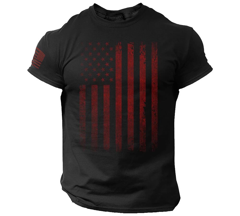 USA Vintage Flag T Shirt Red American Flag Patriotic Distressed Unisex