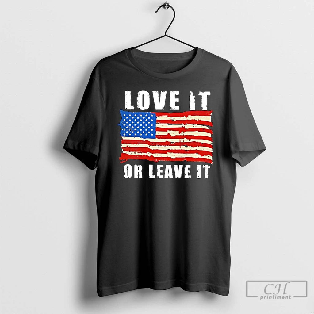 Premium Love It Or Leave It American Flag Graphic T Shirts Unisex