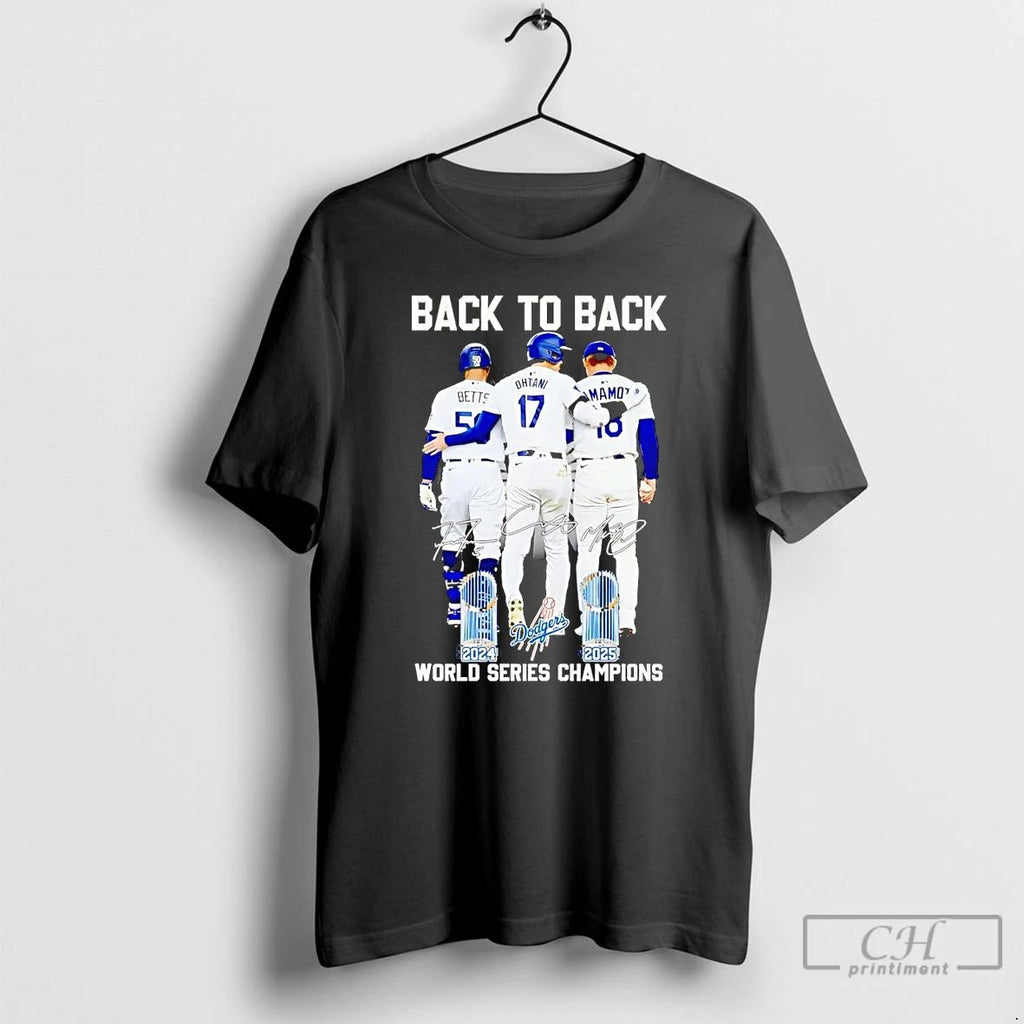 Premium Betts Ohtani Yamamoto Back To Back 2025 World Series Champions T Shirts Unisex