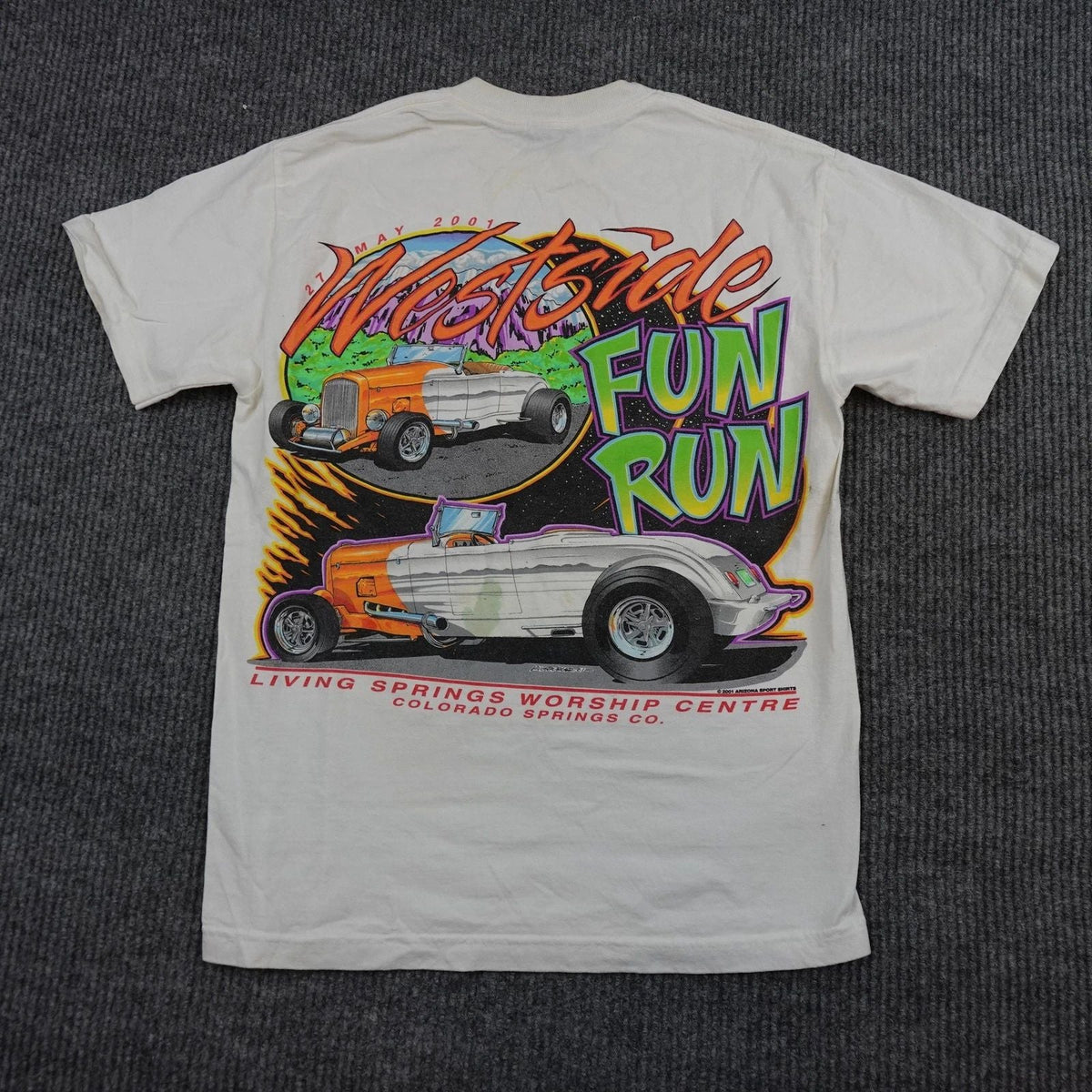Vintage Hot Rod Shirt Mens Medium White Arizona Sport Shirts 2001 Unisex