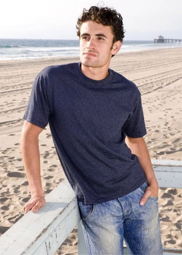 Adult SS unique microstripe Tee. 50/50 poly/ctn. Made in USA. Size Small to 2XL Unisex