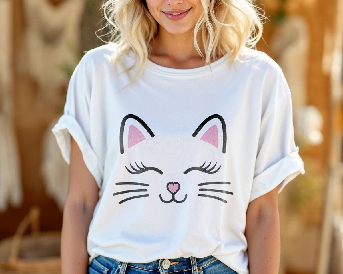 Cute Cat Face – Kawaii Kitty Graphic Tee, Adorable Cat Lover Gift A149 Unisex