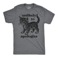 Mens Funny T Shirts Unlikely to Apologize Sarcastic Kitten Graphic Novelty Tee Unisex