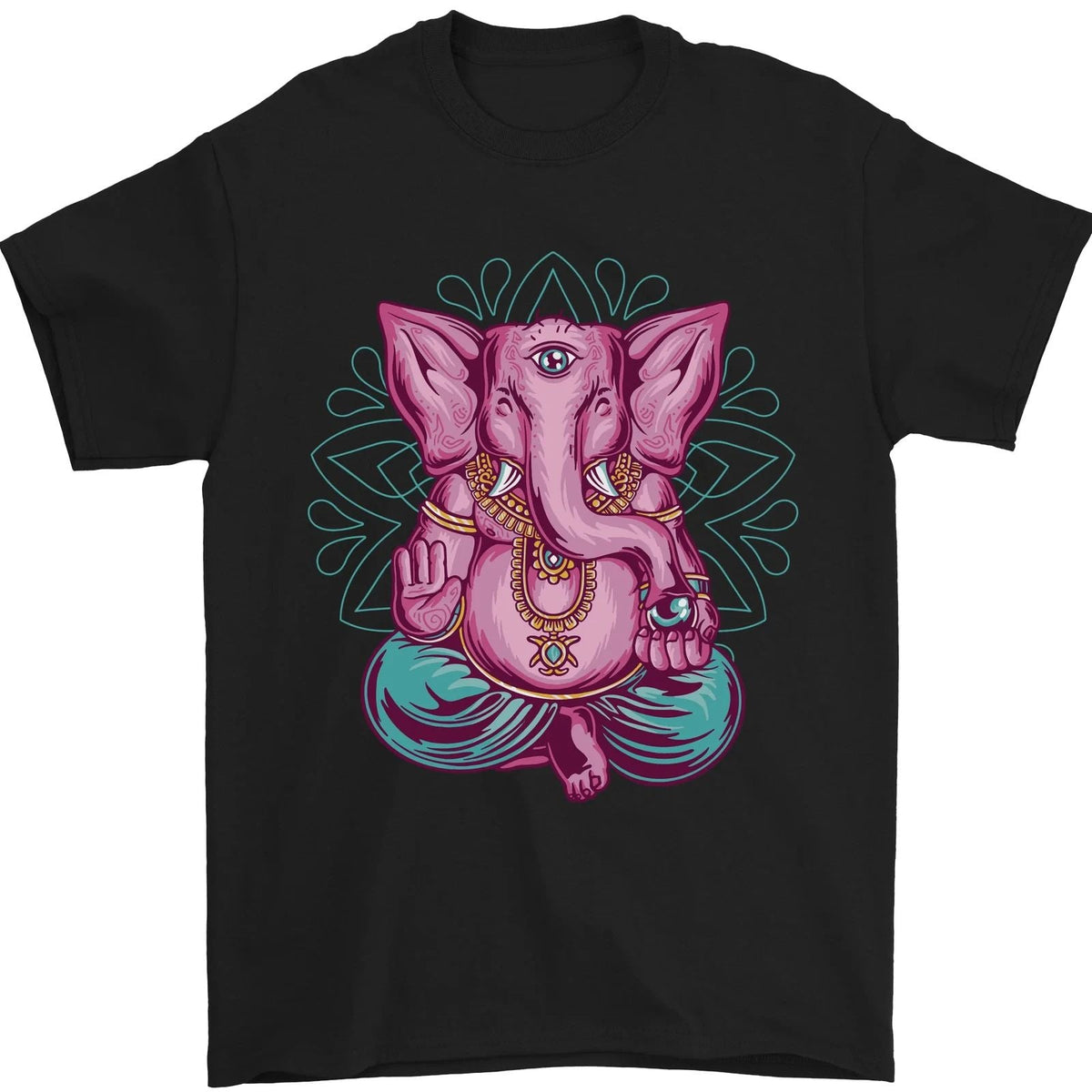 A Meditating Elephant Yoga Spiritual Mens 100% Cotton Unisex