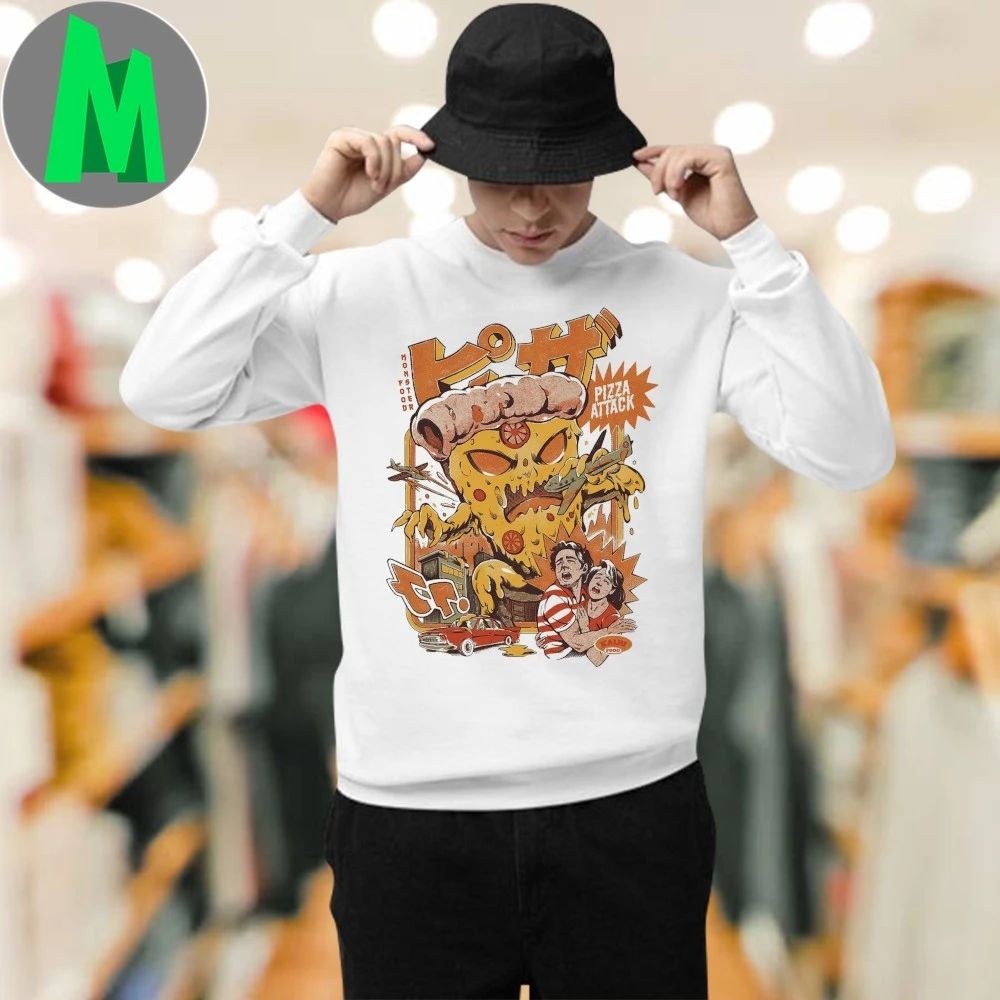 Ilustrata Pizza Attack Monster Food Shirt Unisex