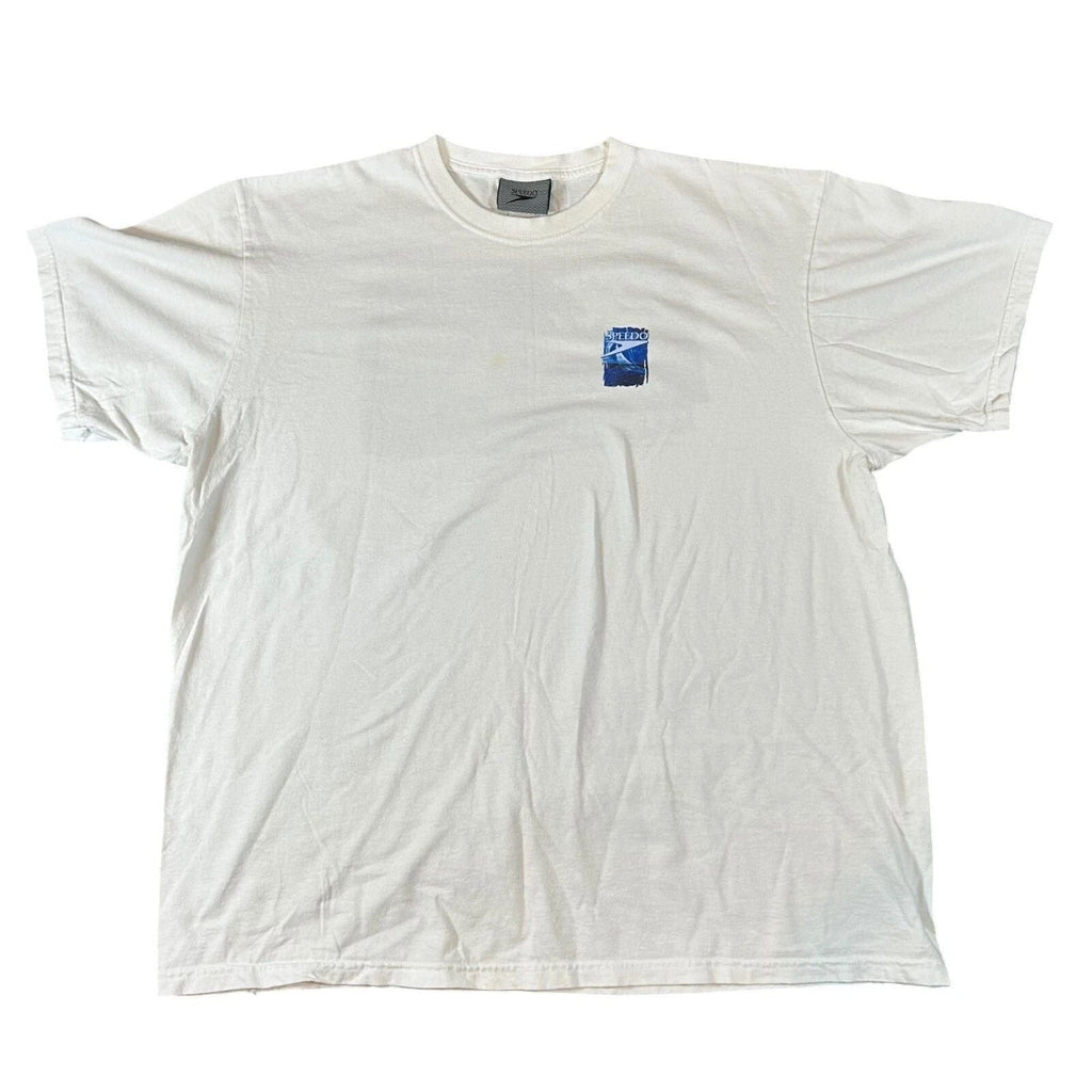 Vintage Speedo Mens White Graphic Shirt Surf Tropical Graphic Tee Size 3XL 2003 Unisex