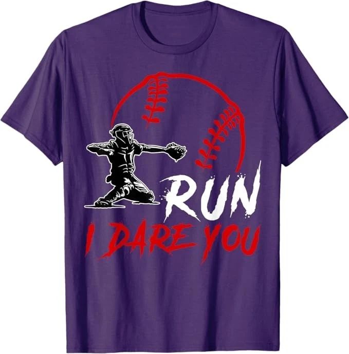 Run Steal I Dare You Humor Baseball Catcher Vintage Unisex