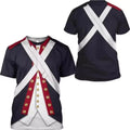 Revolutionary War Uniform Costume 3D Printed Army T Shirt Size S-5XL Unisex