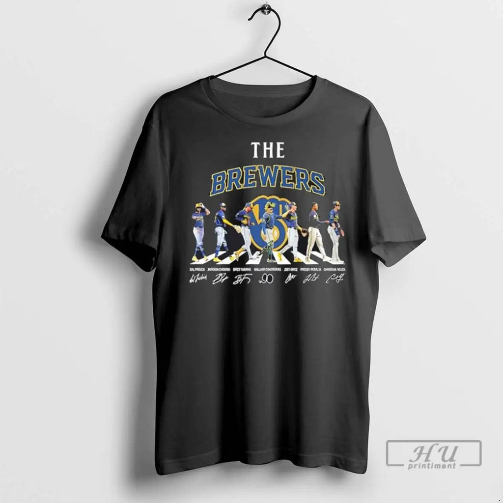 Trending Milwaukee Brewers Christian Yelich And Players Abbey Road Signatures T Shirts Unisex