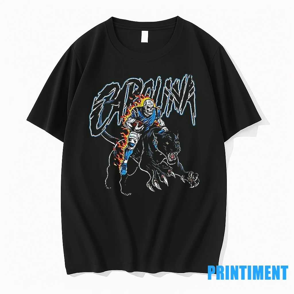 Carolina Panthers Skeleton Riding Black Panther Tshirts Sweater Unisex