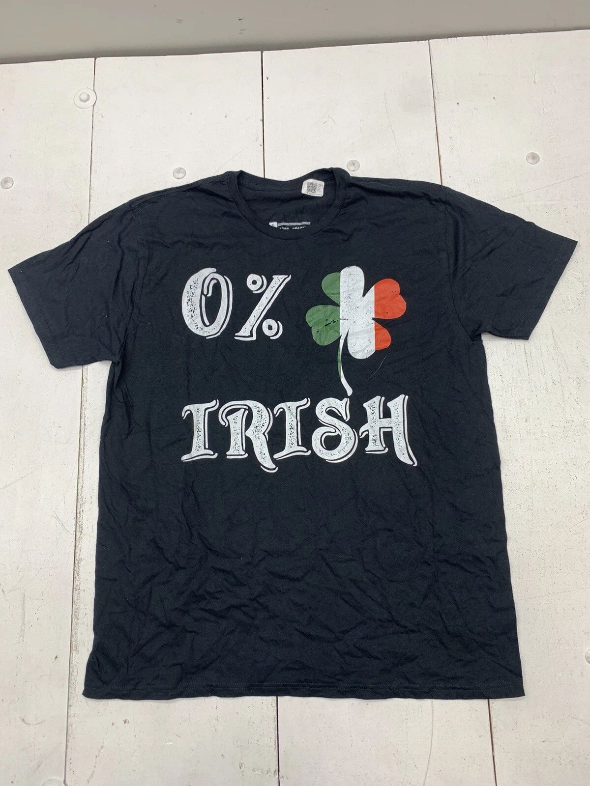 Custom Graphic 0% Irish Short Sleeve Shirt Black Adult Size XL Unisex