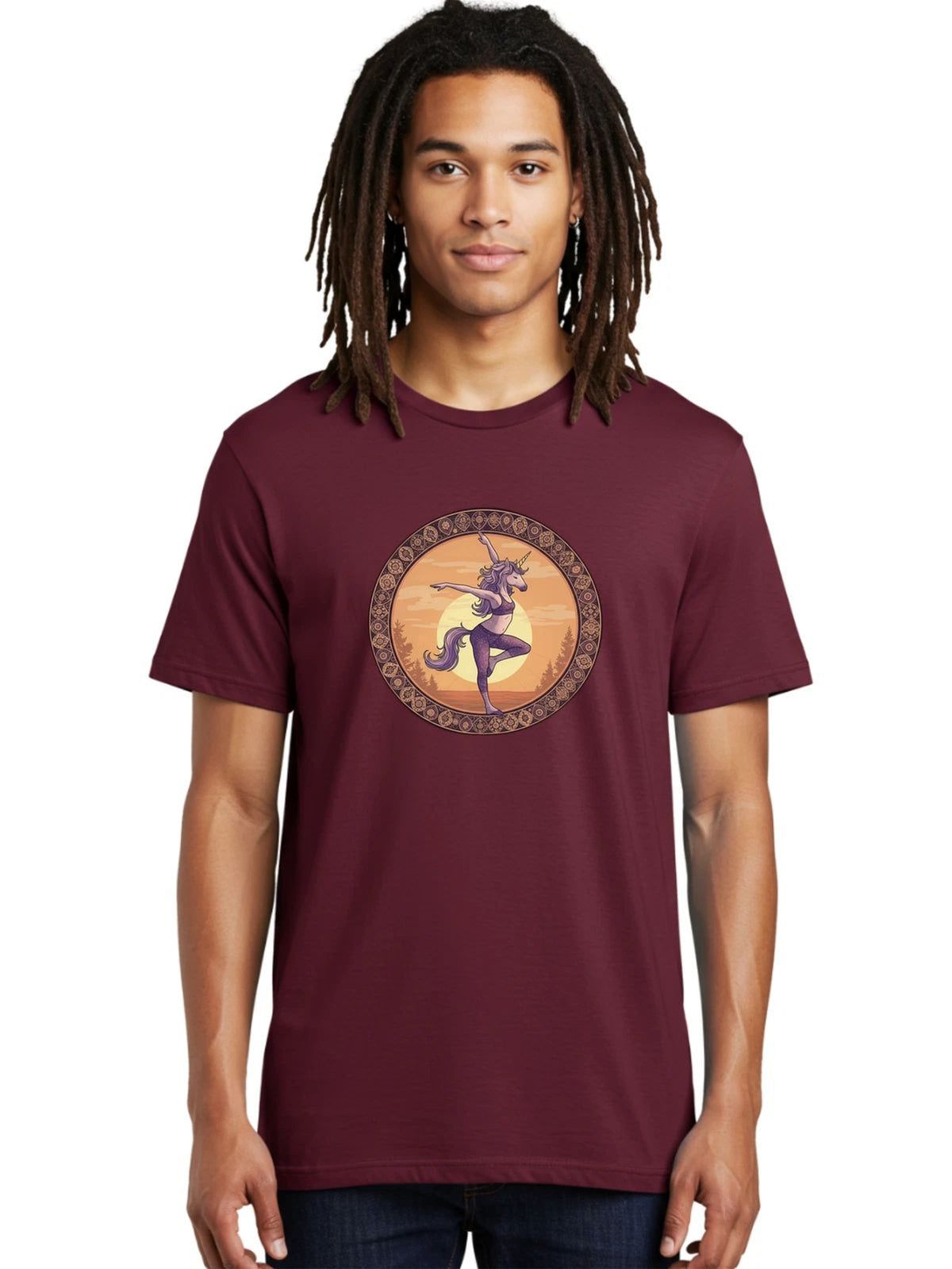 Yoga-Unicorn Mens Graphic Tee, 100% Cotton, Casual Summer Wear Unisex