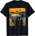 Black Cat Scream Starry Night Shirt Aesthetic TShirt Unisex